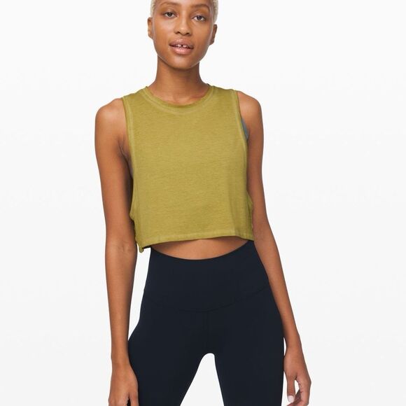 Lululemon Olive Sleeveless “Muscle Love Crop Tank Fade” size 8 - Picture 1 of 7